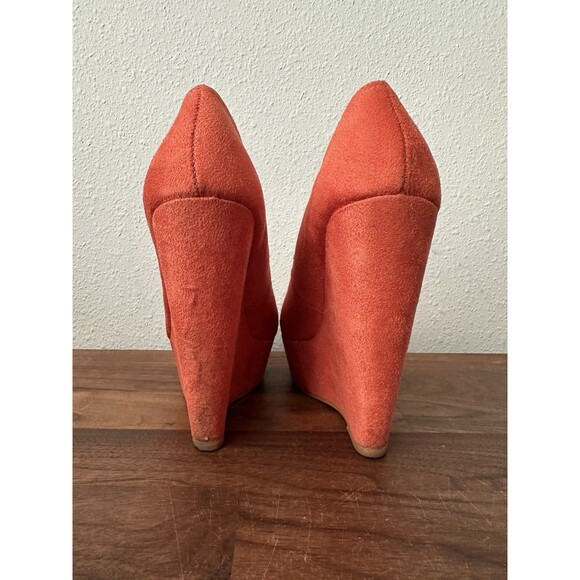 Elle Women’s Peep Toe Wedge Heels Orange Size 6 M Elfleuorange - Picture 6 of 13